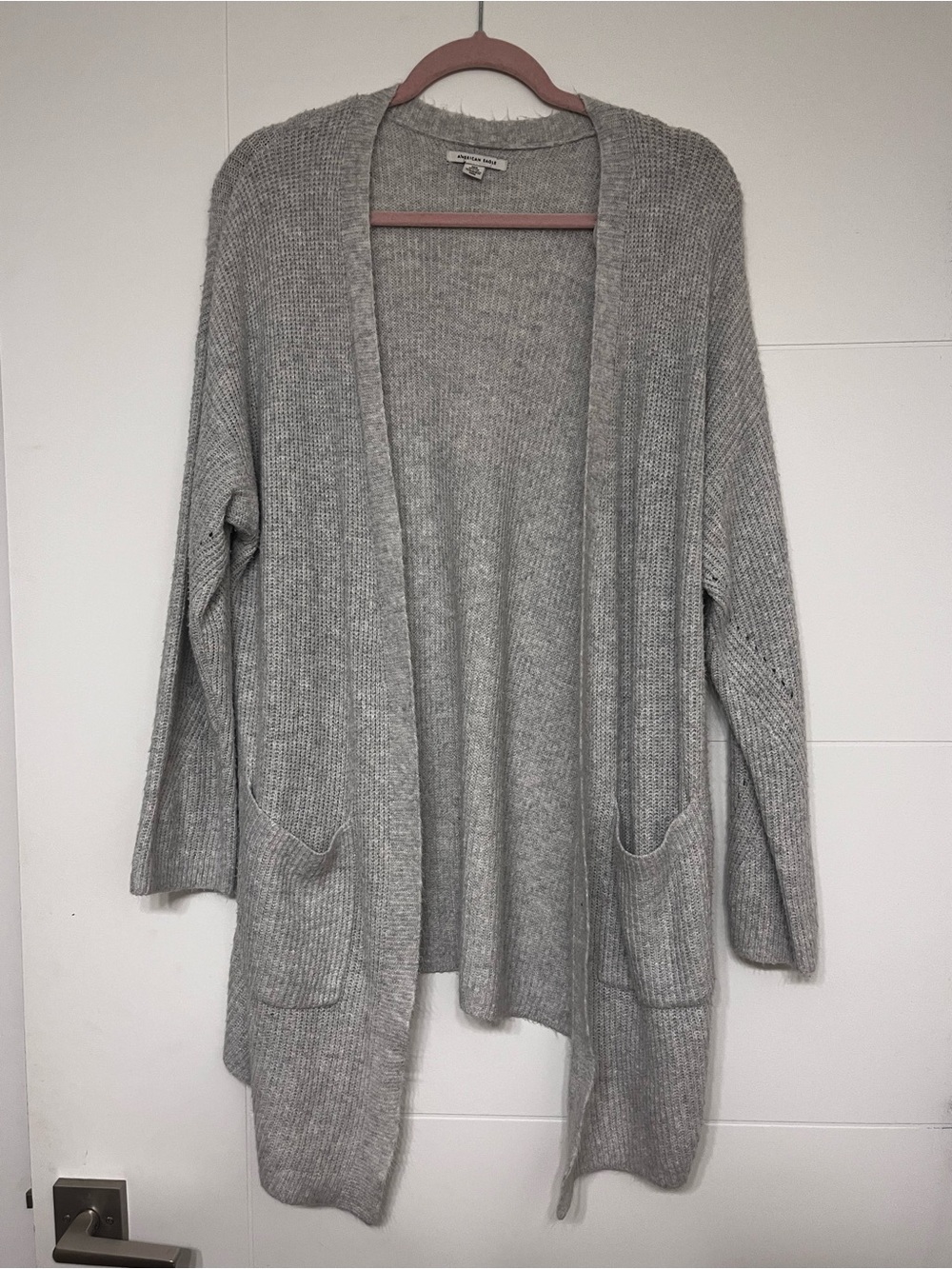 American Eagle Outfitters Light Gray Open-Front Women's Cardigan